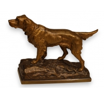 Chien de chasse en bronze signé Donat MOTTE