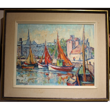 Tableau "Honfleur Normandie" signé Ch. MARTIN