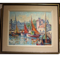 Tableau "Honfleur Normandie" signé Ch. MARTIN