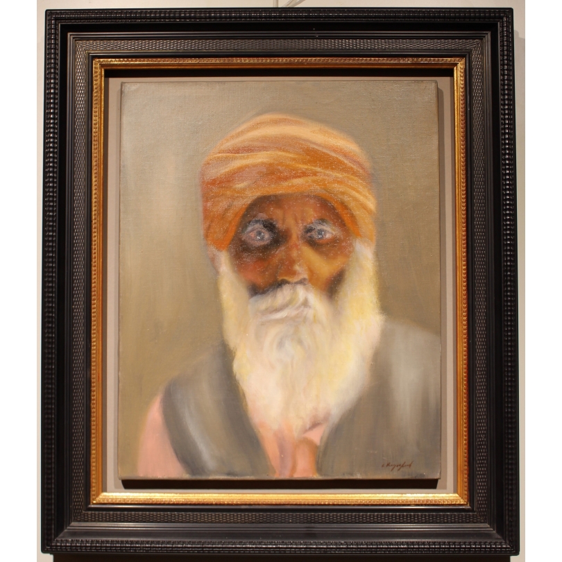 Tableau "Portrait Vieillard au turban" signé