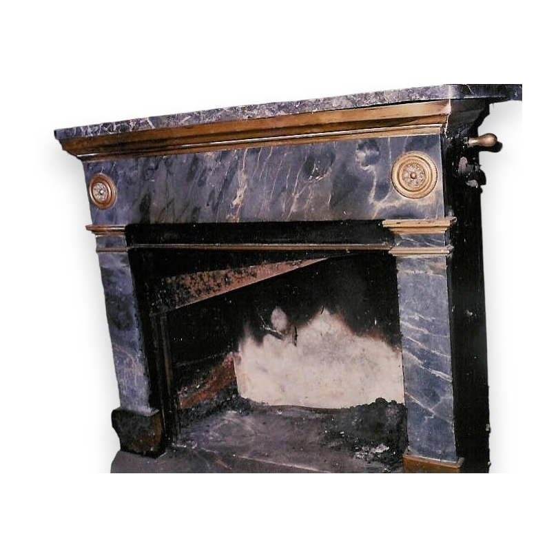 Paris fireplace, Directoire, brass and marble.