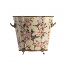 Cache-pot ovale en porcelaine colibri