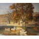 Tableau "Bord du lac" signé E. TAILLENS