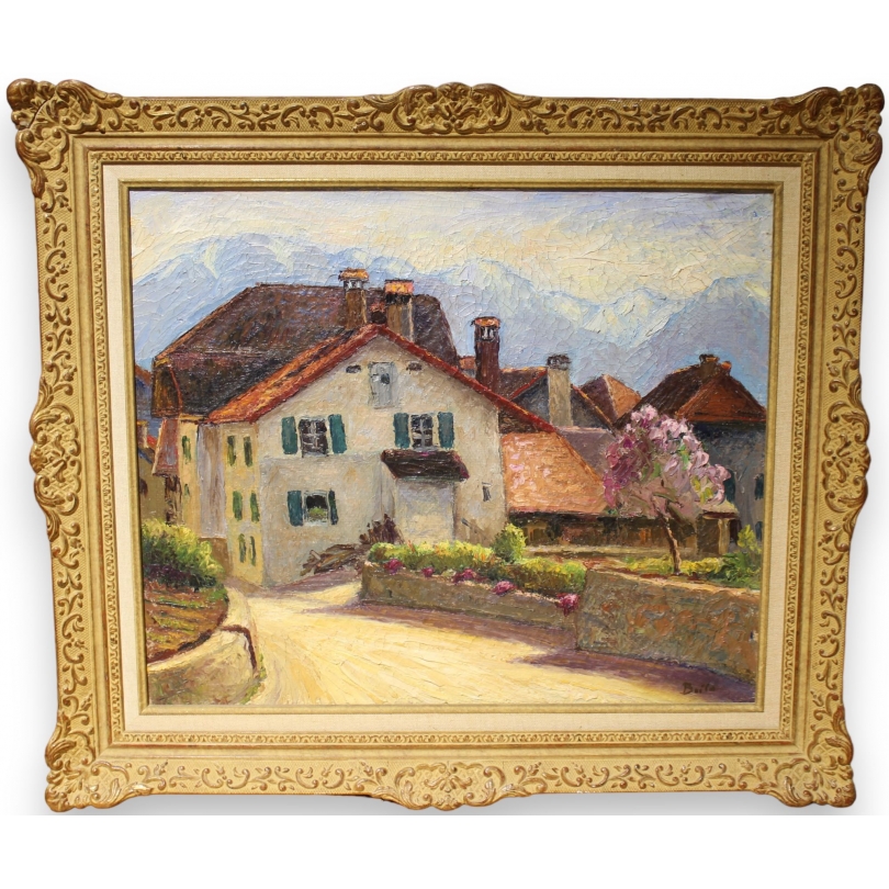 Tableau "Village du Lavaux" signé BRILO