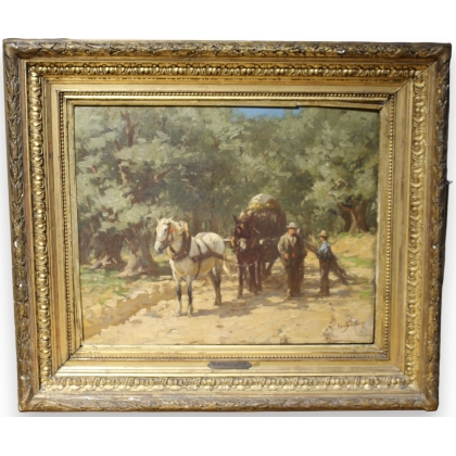 Tableau "Attelage" signé W. VERSCHUUR