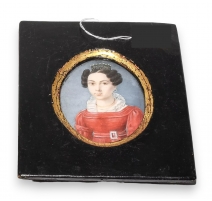 Miniature "Dame en robe rouge"