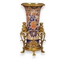 Vase "Bacchus" en porcelaine et bronze