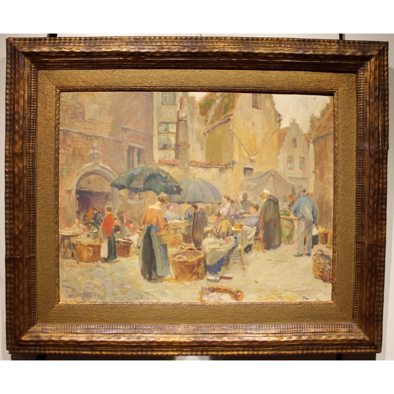 Tableau "Marché" signé Alfr. VAN NESTE