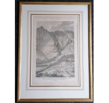 Gravure "VUE DU MONT GEMMI" par LE BARBIER