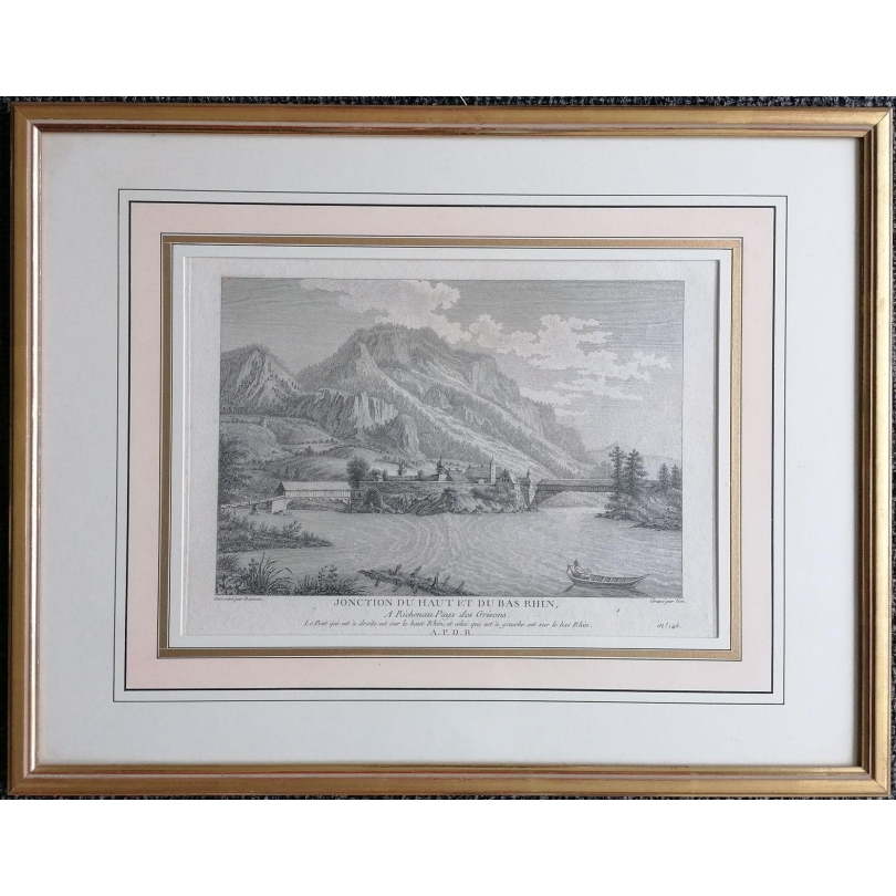 Gravure "JONCTION DU RHIN" par BESSON