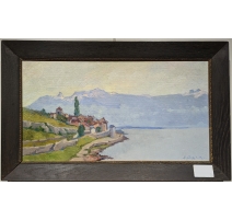 Tableau "Lac à Vilette" signé M. LOUP DE R.