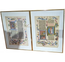 Paire de reproductions de pages de bible