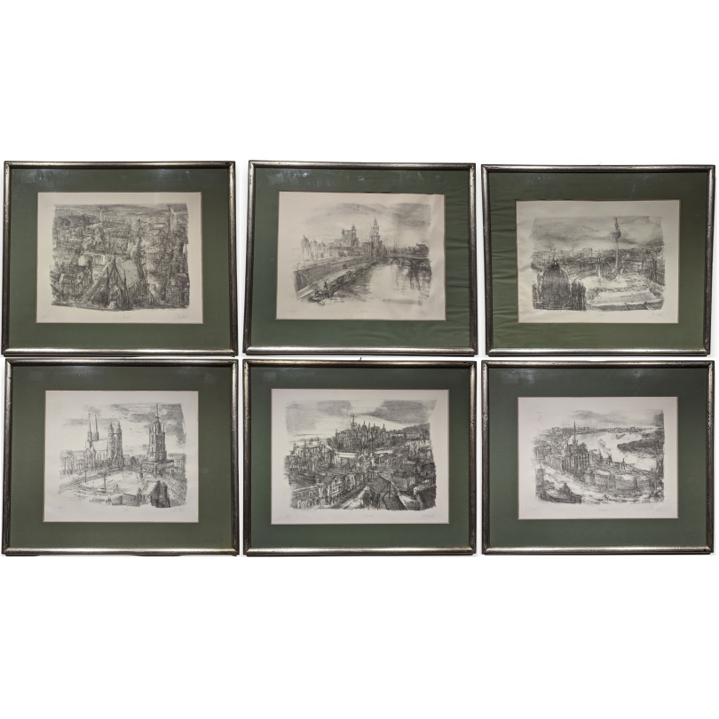 Suite de 6 gravures Villes Allemandes