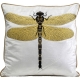 Coussin brodé libellule blanc