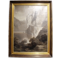 Tableau sépia "Lac des 4 Cantons" signé G. CLOSS