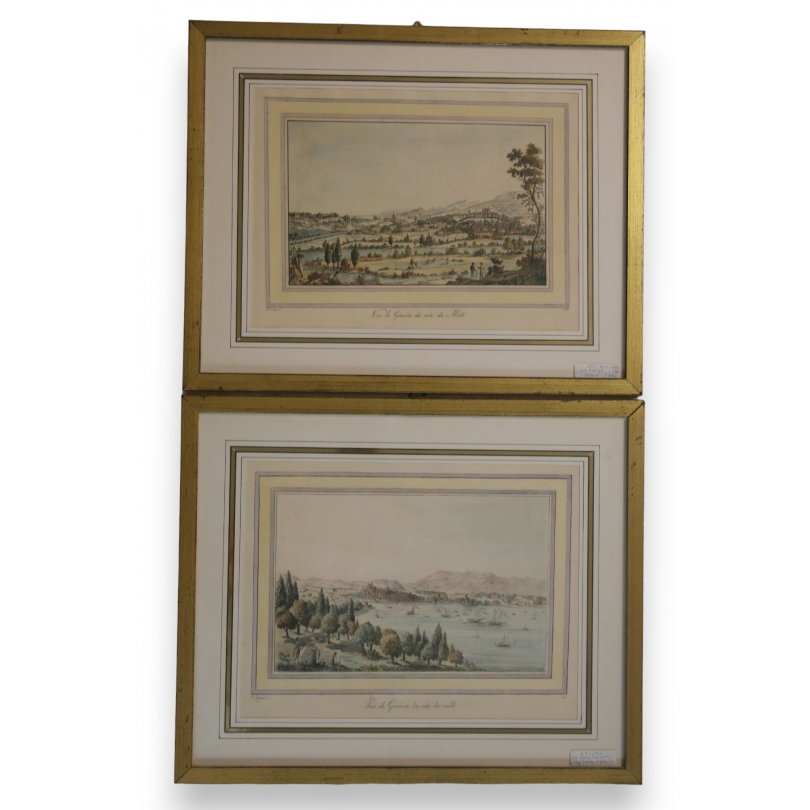 Paire de gravures "Vue de Genève" de L'ESCUYER